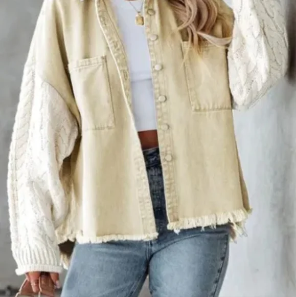 New denim cable knit jacket - Picture 4 of 16